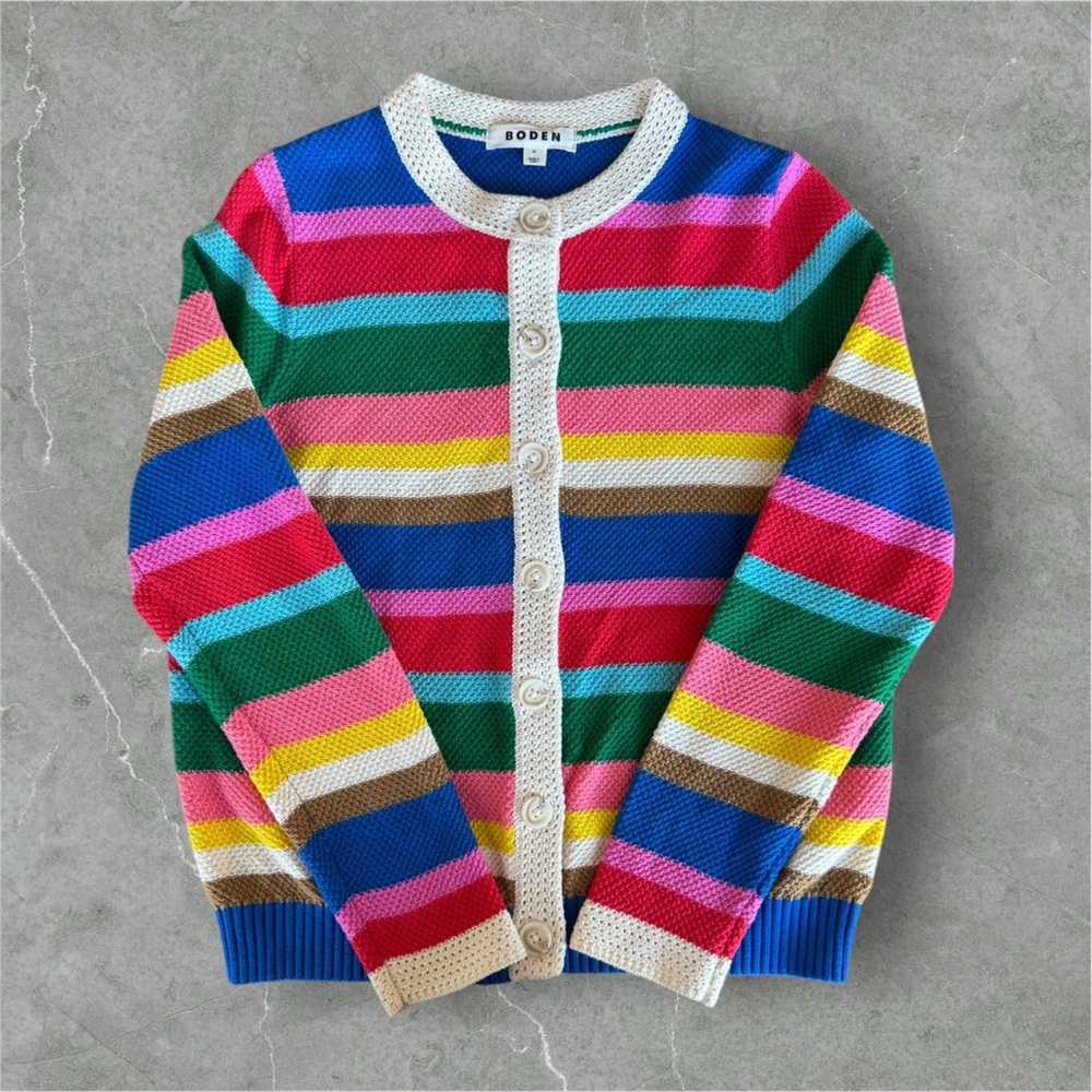 Boden Callie Stripe Cotton Cardigan